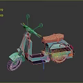 Cartoon Style Turquoise Scooter With Brown Seat Rearview Mirrors And Wheels