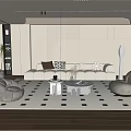 Modern Cream Style Living Room Sofa Coffee Table Combination Lazy Sofa 3d model