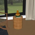 New Chinese Style Side-table Retro Round Side-table Gourd Ornaments Chinese Style Kettle Book 3d model