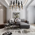 Modern Living Room Coffee Table With Gray Sofa Geometric Pillows And Area Rug