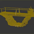 Wooden Bridge Model With Railing Over Rock Cliffs Small Tree And Creek 3d model