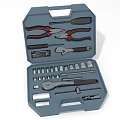 Complete Blue Toolbox With Various Hardware Tools Pliers Wrench Screwdrivers And Socket Set 3d model