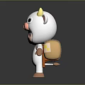 Cute White Cartoon Game Movie Character With Yellow Horns Pink Nose And Star Backpack