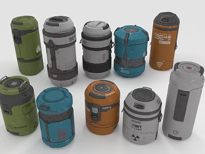 Various Colored Thermal Vacuum Flasks With Different Designs And Handles For Daily Use 3d model
