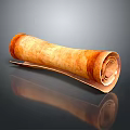 Brown Textured Rolled Paper Scroll on Dark Background with Reflection Effect 3d model