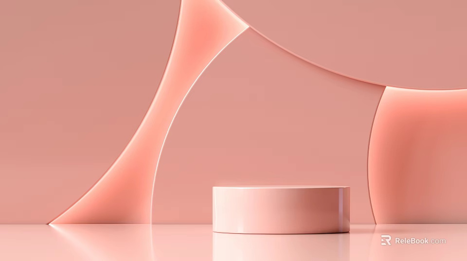Minimalist Circular Display Shelf with Smooth Pink Background and Modern Design 3d model 
