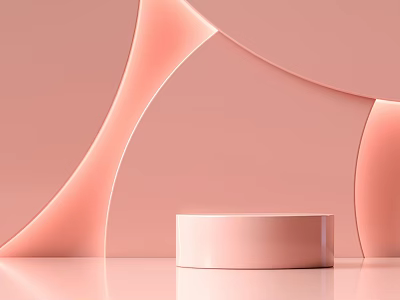 Minimalist Circular Display Shelf with Smooth Pink Background and Modern Design 3d model
