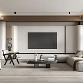 Modern Living Room Interior With TV Wall Sofa Coffee Table And Decor