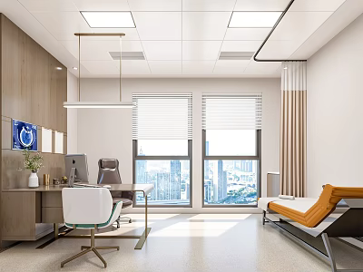 Spacious Modern Hospital Outpatient Clinic With Examination Room Waiting Lounge And Medical Equipment 3d model