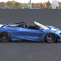 Blue McLaren Open Top Convertible Sports Car With Streamlined Body And Black Wheels