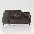 Brown Leather Two Seater Sofa With Modern Design And Sleek Black Slim Legs