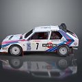 White Martini Racing Car Model With Number 7 And Red Blue Stripes