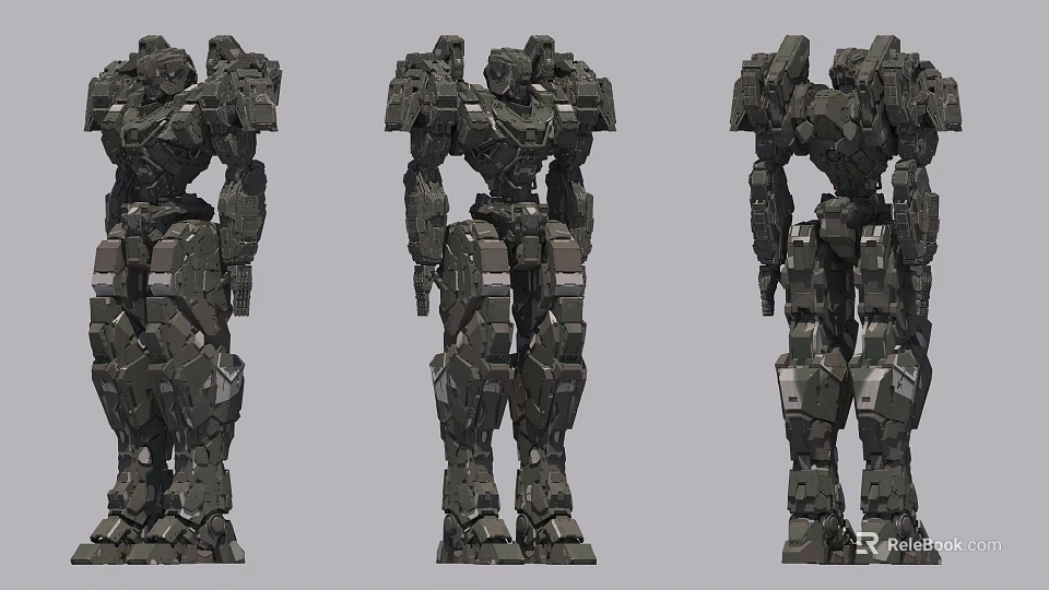 Game Movie Mecha Character Three Angles 3D Design With Armored Structure 3d model 