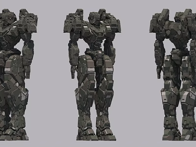 Game Movie Mecha Character Three Angles 3D Design With Armored Structure 3d model
