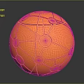 Orange Decorative Sphere with Grid Like Lines Circular Patterns and Glowing Interior Transparent Surface
