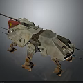 Rusty Mechanical Creature Character With Four Legs And Cannon Weapon Design 3d model