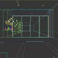 Modern Service Hall Interior With Illuminated Display Walls And Information Panels