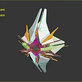 Abstract Futuristic Mechanical Device 3D Model With White Yellow Blue Radial Blades And Central Core