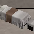 Modern Minimalist Massage Bed with White Sheets Brown Blanket and Small Stool