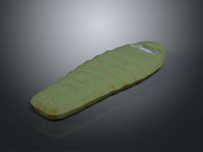 Green Striped Sleeping Bag With Lightweight Design For Comfortable Outdoor Use 3d model