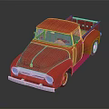 Red Vintage Classic Pickup Truck Model With Shiny Exterior And Reflective Surface