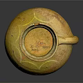 Ancient Yellow Orange Pottery Jar With Textured Surface Handle And Traditional Craftsmanship