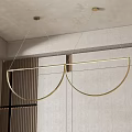 Elegant Modern Golden Chandelier With Symmetrical Semicircular Metal Frames Hung From Ceiling With Thin Wires
