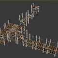 Wooden Outdoor Scenic Structures With Boardwalk Platform Staircases And Chairs