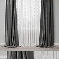 Gray Velvet Curtains With White Sheer Panels For Modern Home Window Decor