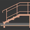 Pink Metal Staircase With Handrails And Steps On Gray Platform Design