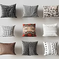 Decorative Throw Pillows With Various Patterns And Color Combinations For Home Decor 3d model