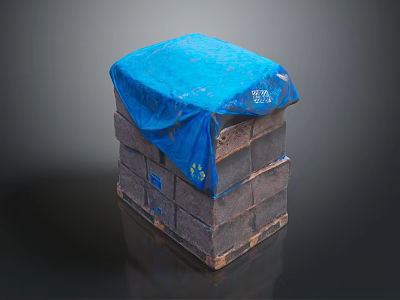 Stacked Household Items With Blue Cover And Packaged Design For Storage 3d model