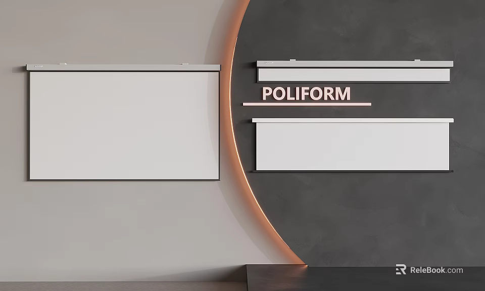 Projection Monitoring System Installation In Modern Space With Poliform Display Wall And White Panels 3d model 