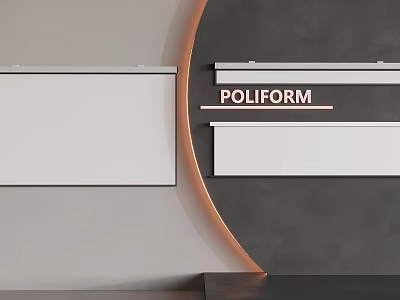 Projection Monitoring System Installation In Modern Space With Poliform Display Wall And White Panels 3d model