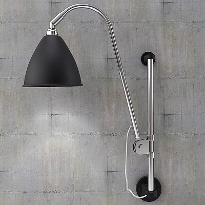 Modern Wall Light With Black Lampshade Silver Metal Arm And Concrete Wall Background 3d model
