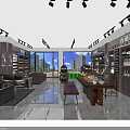 Modern Tobacco and Alcohol Store Interior with Shelves Display Counters and Product Arrangement