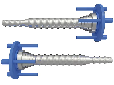 Hardware Tools Threaded Screws With Blue Plastic Components And Metal Parts 3d model