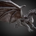 Gray Scaled 3D Flying Dragon Model With Sharp Teeth And Large Wings 3d model