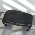 Modern Black Dining Table With Curved Legs In Light Shadow Interior