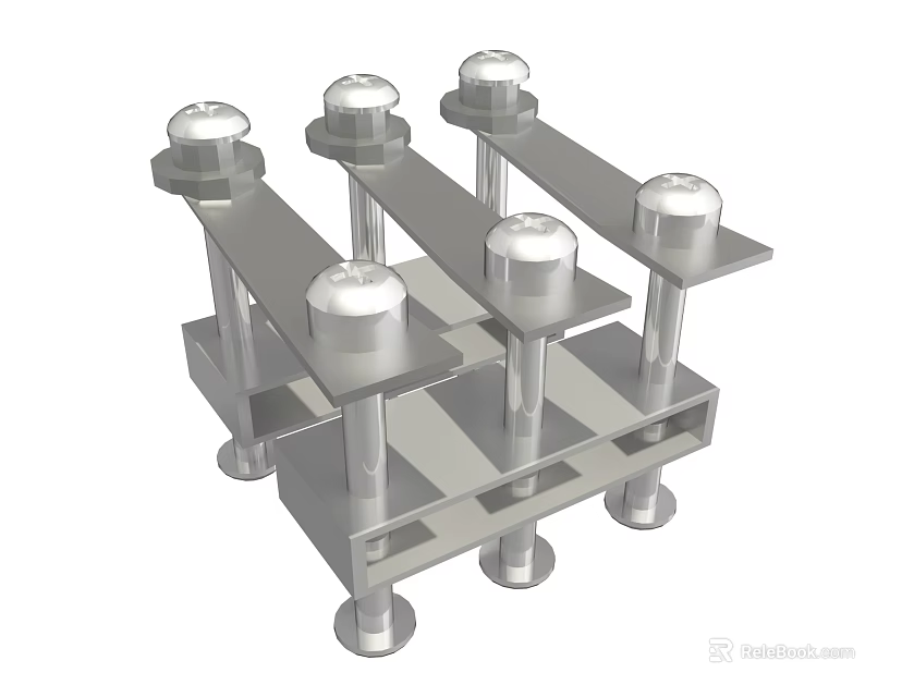 Industrial Metal Hardware Tools Featuring Steel Bolts And Heavy Duty Brackets 3d model 