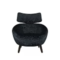 Modern Accent Chair With Textured Fabric Curved Design And Wooden Legs