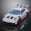 White Sports Car Featuring Red Wheels Rear Spoiler And Aerodynamic Design