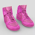 Fashionable Nike Pink High Top Shoes With Stylish Leather Design And Lace Up Detail