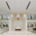 Government Service Hall Interior With Modern Design Reception Desk And Bright Waiting Area