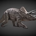 Realistic Triceratops 3D Rendered Game Movie Character With Large Horns Frilled Neck Detailed Skin Texture