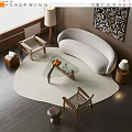 Quiet sofa tea table combination 3d model