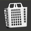 White Plastic Storage Basket With Grid Design And Handle For Home Use 3d model