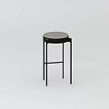 Modern Bar Stool With Black Metal Legs And Gray Upholstered Seat