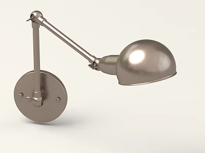 Modern Metallic Wall Lamp With Adjustable Arm Circular Base And Dome Shade 3d model