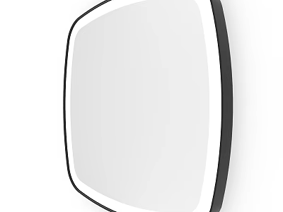 Modern Bathroom Mirror with Black Frame and Sleek Curved Edge Design 3d model